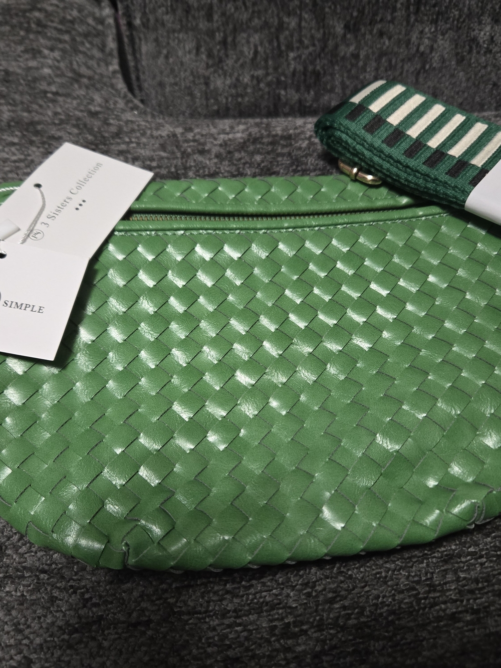 Woven Green Clutch with Removable Strap